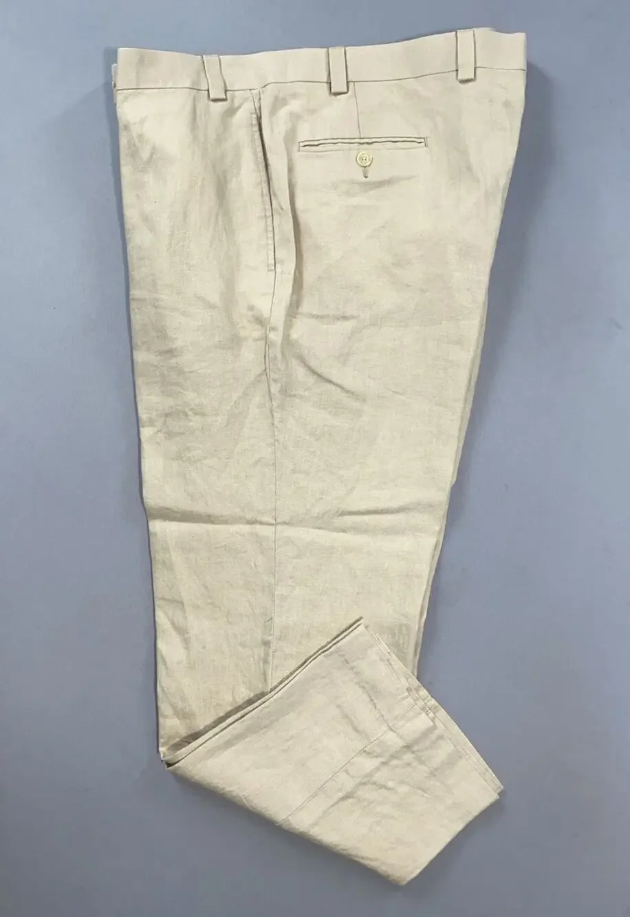 Calvin Klein Flat Front 100% Linen Dress Pants, Slacks. Beige, Men's 40X27.5 EUC